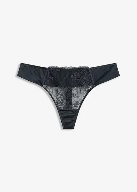 Stringtrosa med skir spets och glansiga effekter