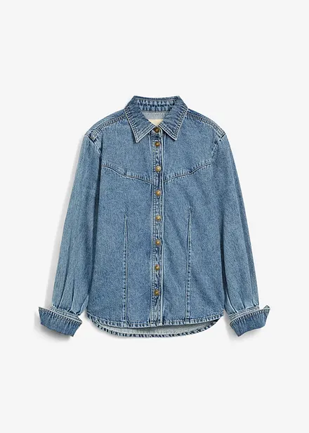 Jeansblus i ren bomull