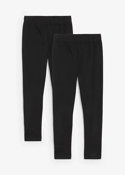 Leggings i elastiskt material med ekologisk bomull för barn (2-pack)