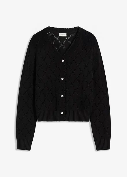 Stickad hålmönstrad cardigan