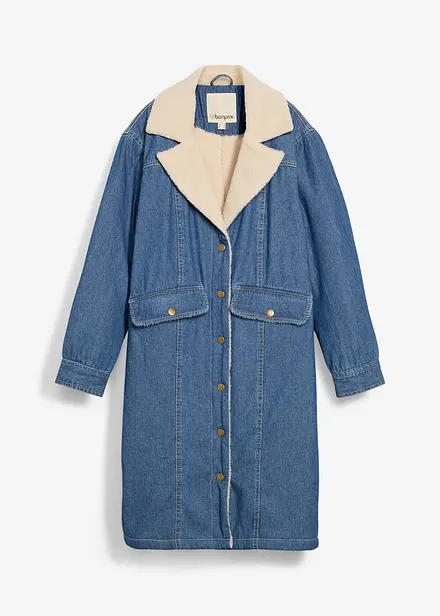 Vinterkappa i denim med varmt teddyfoder