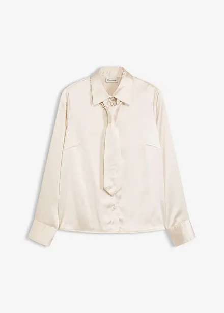 Satinblus med avtagbar slips (2 delar)