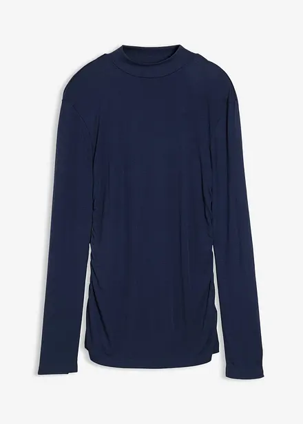 Ribbstickad topp med rynk