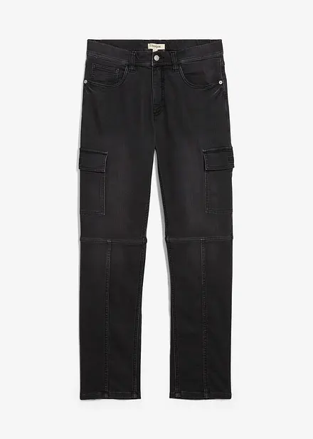 Regular Fit Cargo Jeans med bekväm midja, Straight