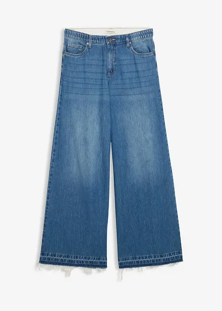 Wide Leg Jeans Mid Waist, med bekväm midja