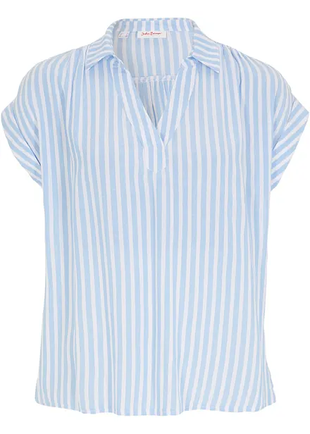 Kort&auml;rmad blus i f&ouml;ljsam viskos