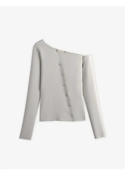 Ribbstickad topp med långa ärmar