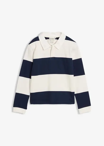 Sweatshirt med pikékrage i ren ekologisk bomull för barn
