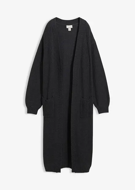 Stickad långkofta med nedhasade axlar