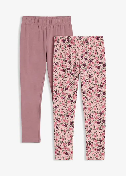 Leggings av elastisk materialmix med ekologisk bomull (2-pack)