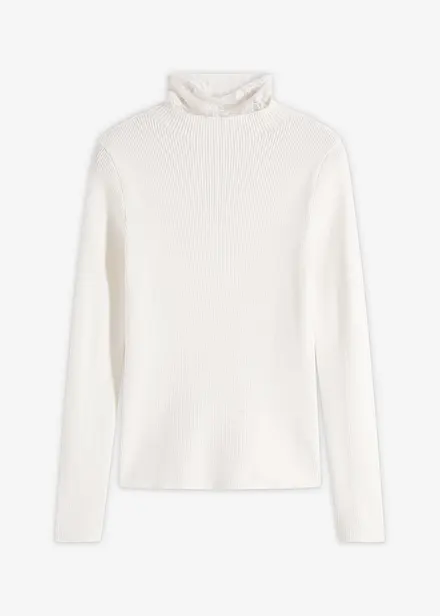 Ribbstickad tröja i böljande viskosmix