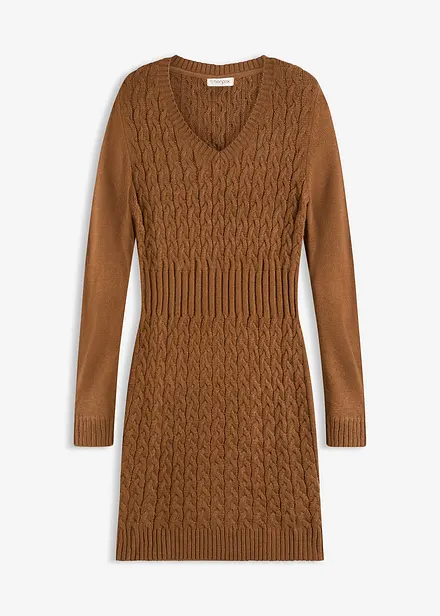 Figursydd stickad klänning med flätstickning