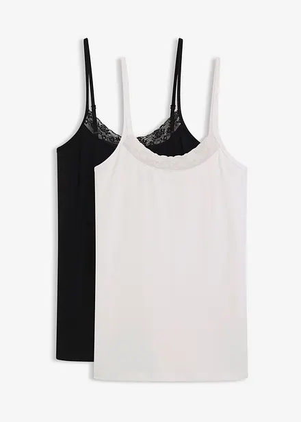Linne med ekologisk bomull och spets (2-pack)