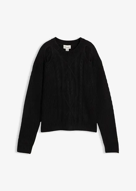 Grovstickad tröja med flätmönster