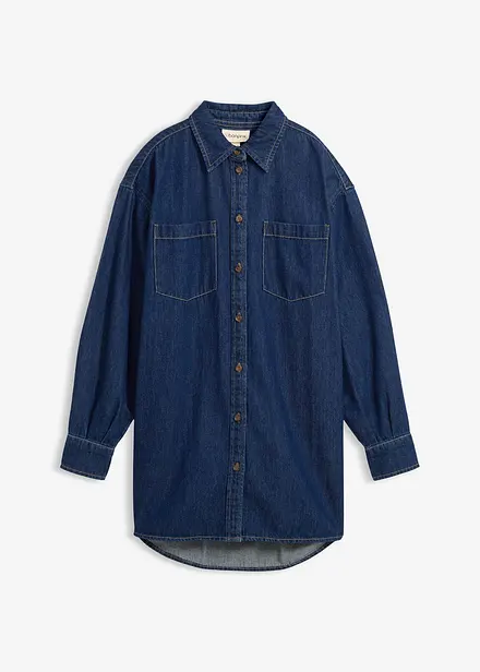Jeansblus i oversizemodell av tjock bomullsdenim