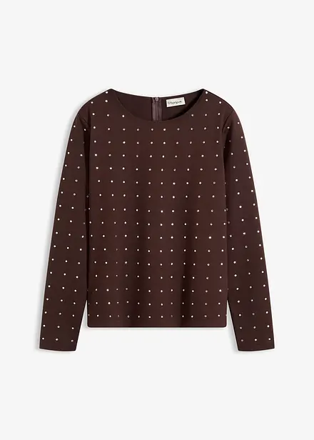 Långärmad topp med strassapplikation