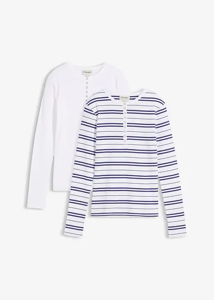 L&aring;ng&auml;rmad topp i ribbat material med ekologisk bomull