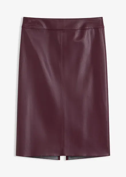 Knälång och figurnära kjol i skinnimitation