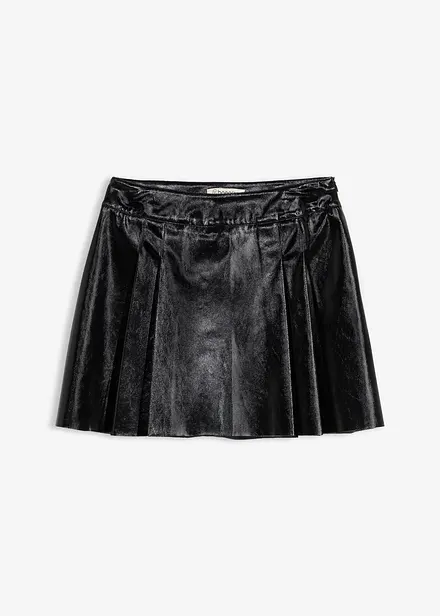 Minikjol i skinnimitation med motveck