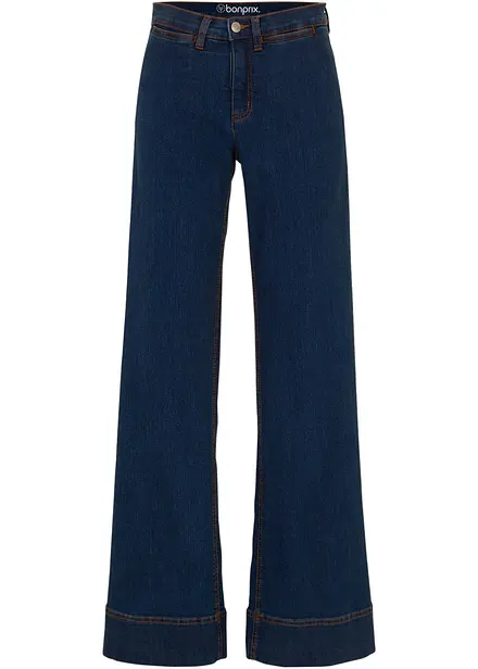 Comfort Stretch Wide Leg Jeans, Mid Waist