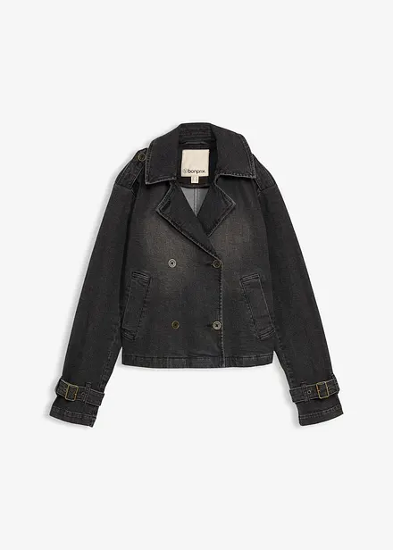 Jeansjacka i kort trenchcoat-modell