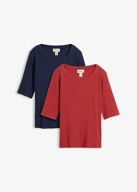 Ribbstickad topp med ekologisk bomull (2-pack)