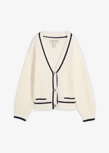 Grovstickad cardigan av bomullsmix