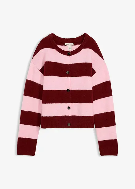 Finstickad cardigan med r&auml;nder