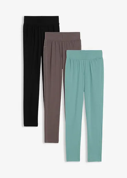 Leggings med ekologisk bomull och stretch (3-pack)