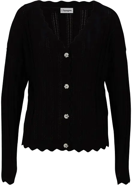 Kort h&aring;lm&ouml;nstrad cardigan