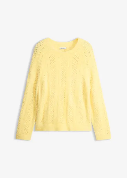 H&aring;lstickad tr&ouml;ja med fj&auml;dergarn