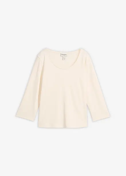 Topp i stabil jersey av ekologisk bomull, 3/4-&auml;rm