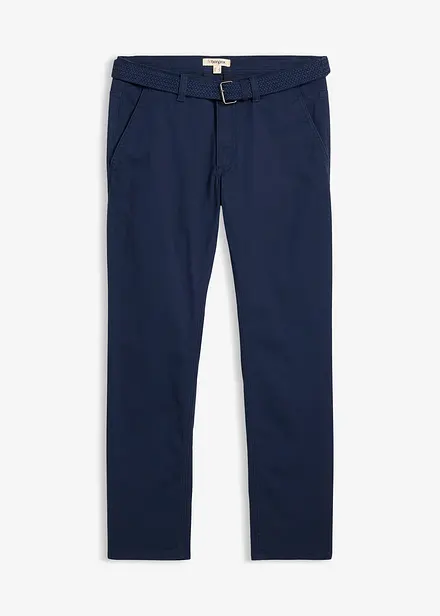 Stretchiga chinos med bekv&auml;m midja och sk&auml;rp, normal passform, raka ben