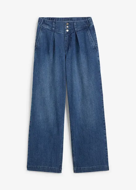 Wide Leg Jeans High Waist, med bekv&auml;m midja