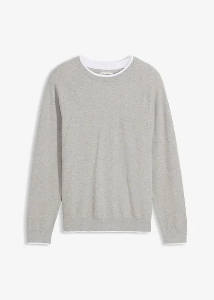 Finstickad tr&ouml;ja med 2-i-1-look