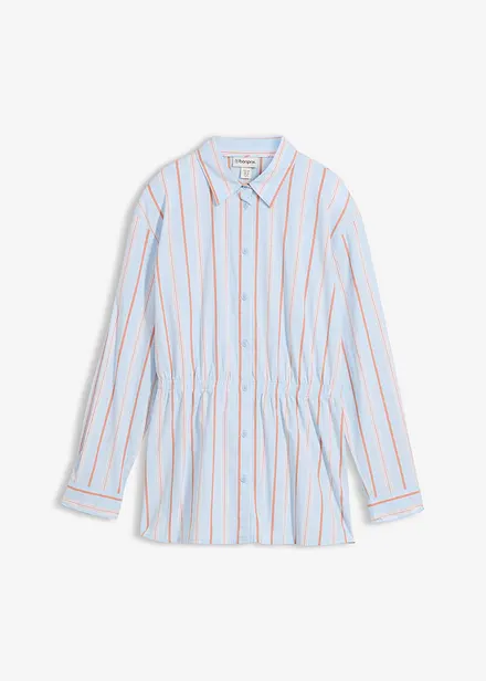 Skjortblus i stretchig bomullspoplin