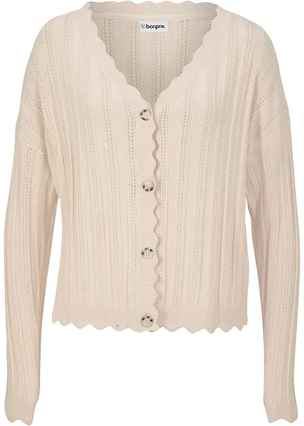Kort h&aring;lm&ouml;nstrad cardigan