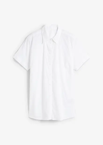 Stretchblus i bomullsmix, kort&auml;rmad