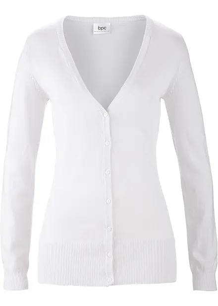 Finstickad cardigan med knappsl&aring;