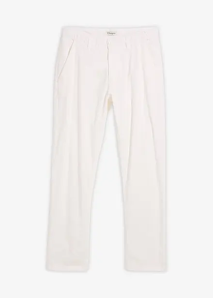 Chinos i linneblandning, normal passform, raka ben