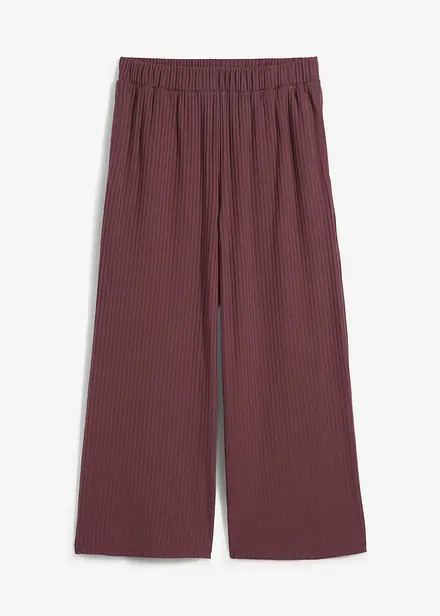 Ribbstickad jerseybyxa med bekv&auml;m midja