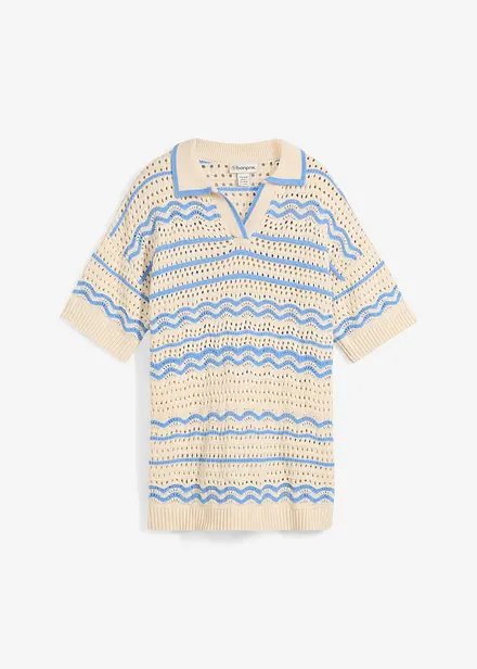 Oversize stickad jumper i luftig mix av bomull och lin