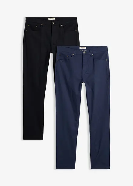 Stretchbyxa med klassisk passform, raka ben (2-pack)