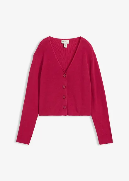 Stickad kofta i kort modell av ekologisk bomull