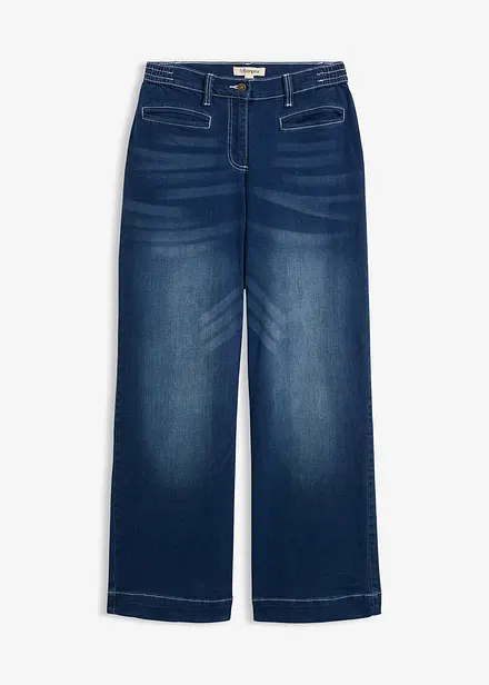 Wide Leg Jeans Mid Waist, med bekv&auml;m midja