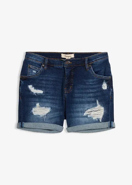 Jeansshorts Mid Waist med destroyed-effekter