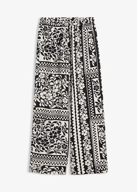 Dra p&aring;-byxa av viskos med mjukt fall