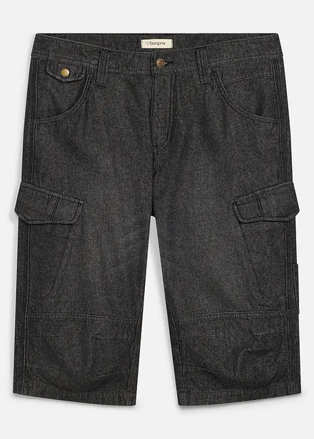 L&aring;nga jeansshorts i cargomodell av tunt material, Relaxed Fit