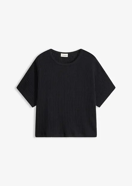 Stickad jumper i luftig linnemix