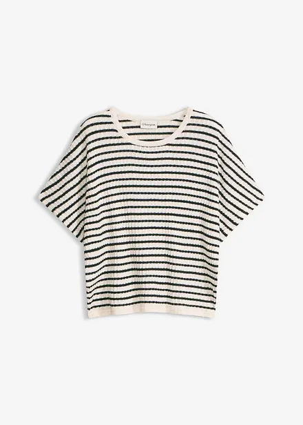 Stickad jumper i luftig linnemix